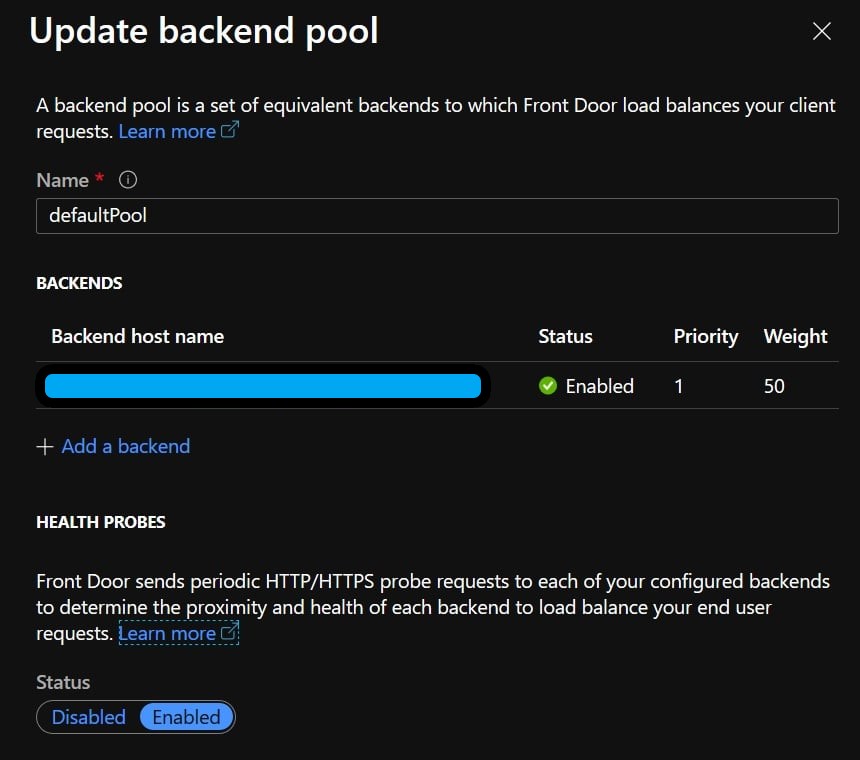 Backend Pool Configuration
