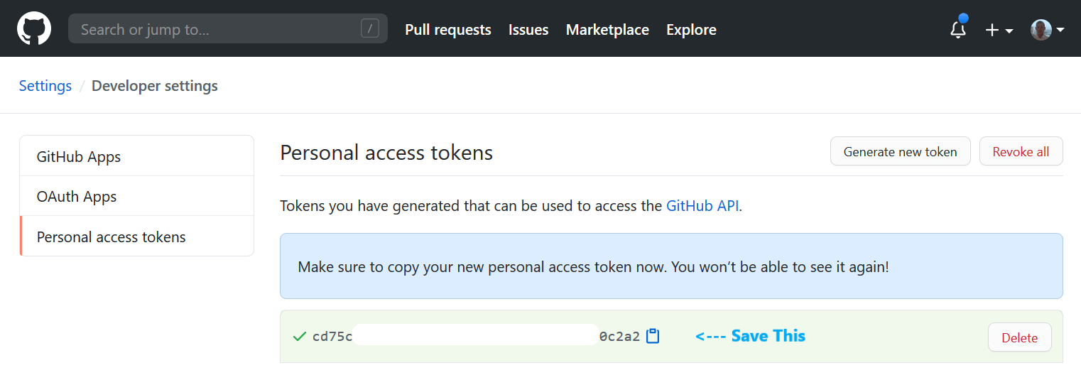 Person access token saved