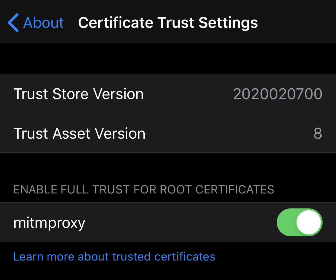 Certificate Trust Settings